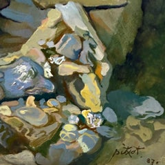 Surreal Abstract Mineral Landscape with Cadaqués Rock Forms Oil Canvas Painting