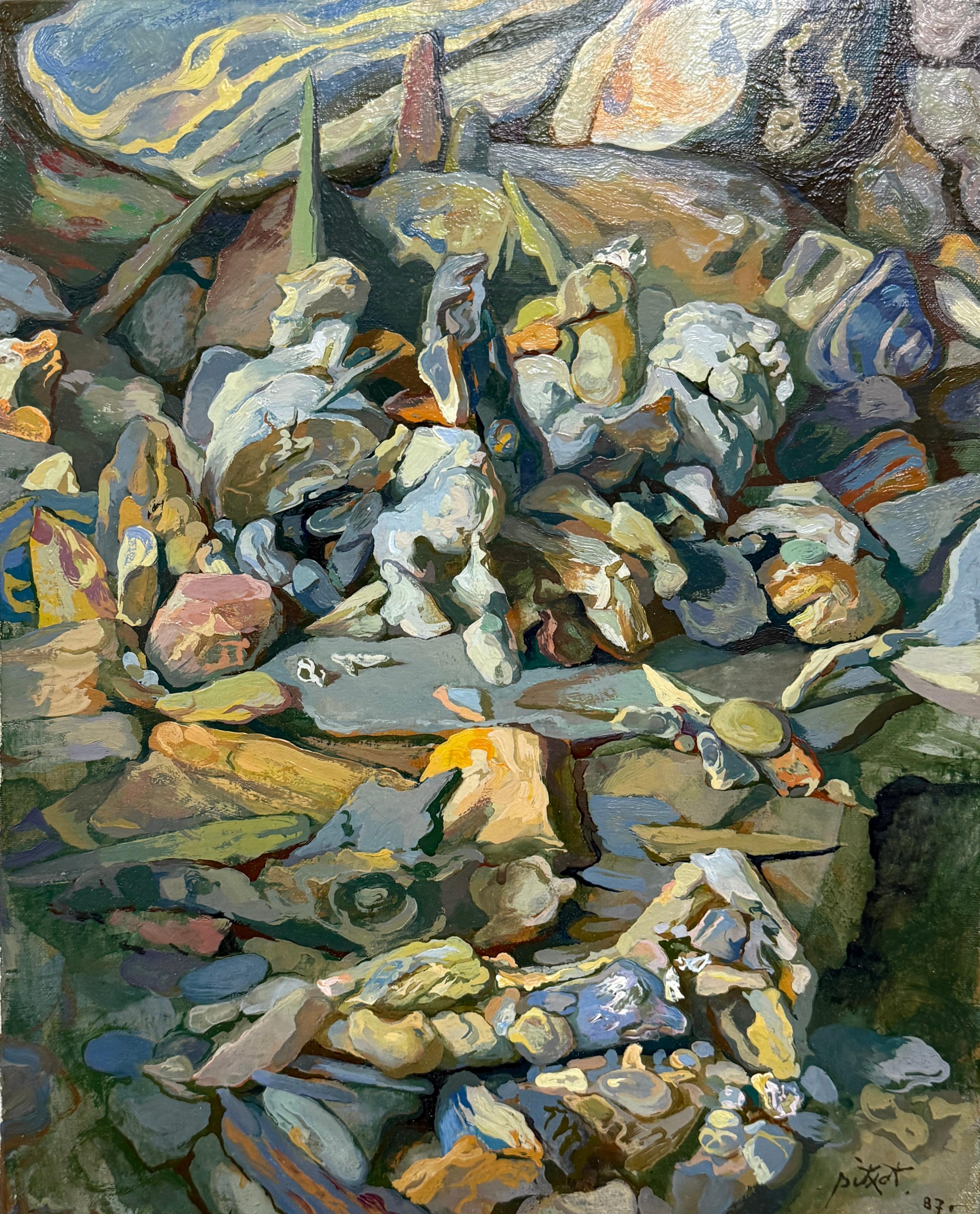Surreal Abstract Mineral Landscape with Cadaqués Rock Forms Oil Canvas Painting