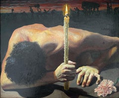 The Vigil oil on board painting