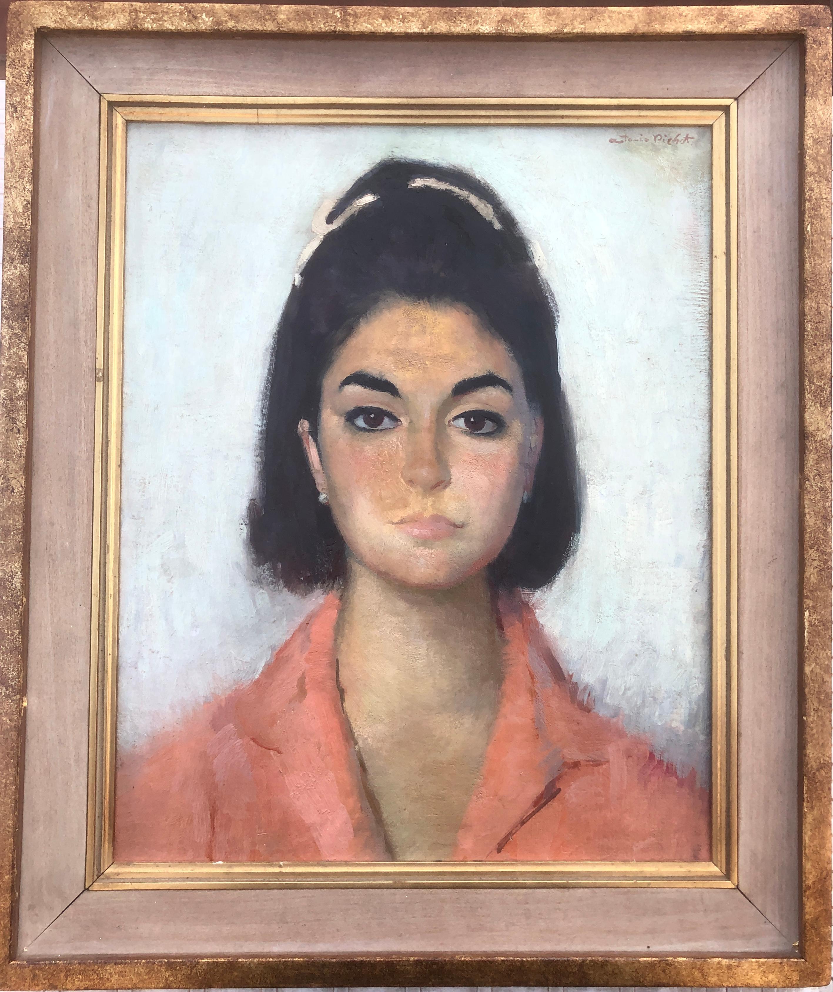 Woman portrait oil on canvas painting pitxot - Painting by Antoni Pitxot