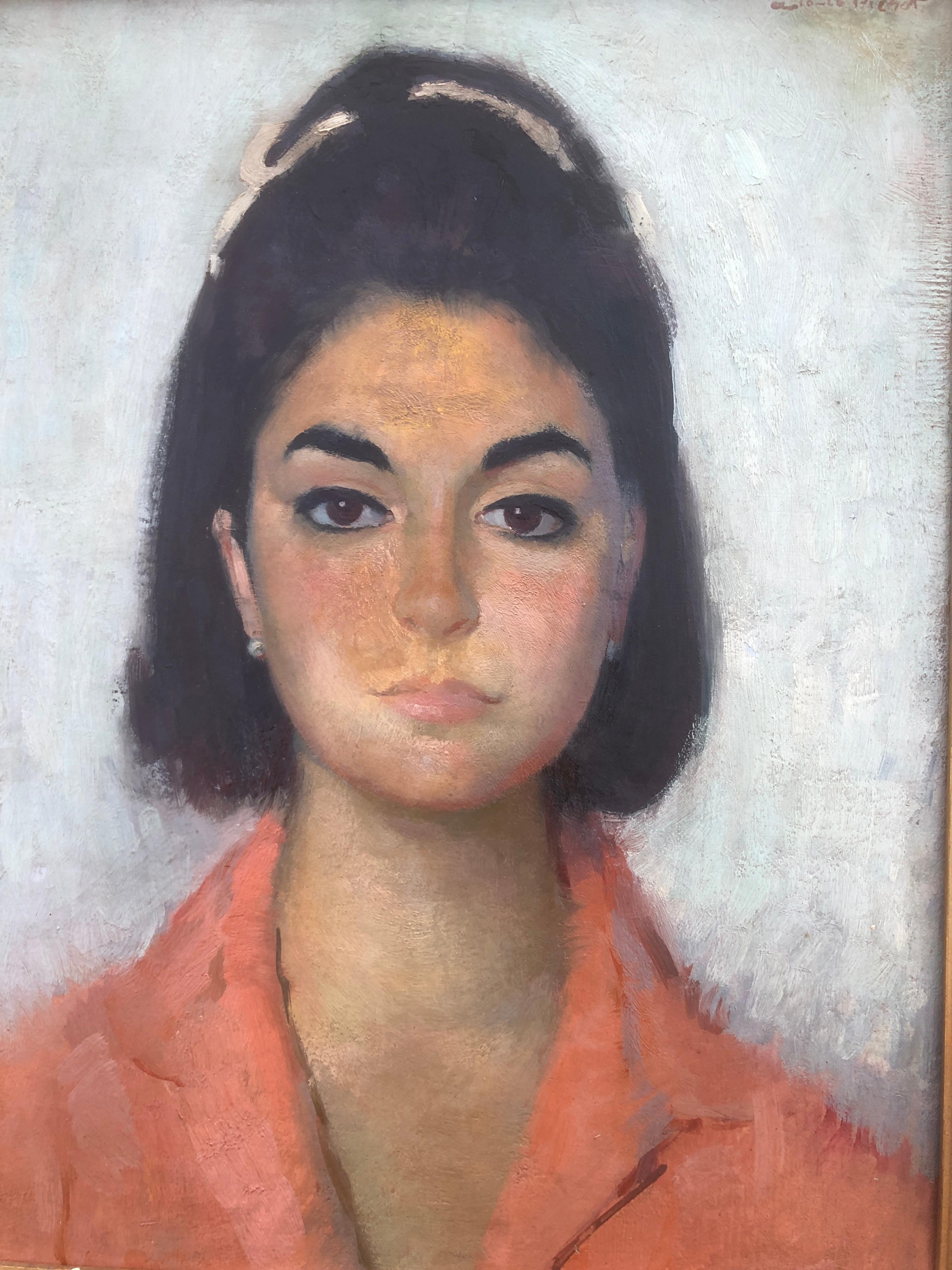 Woman portrait oil on canvas painting pitxot For Sale 2