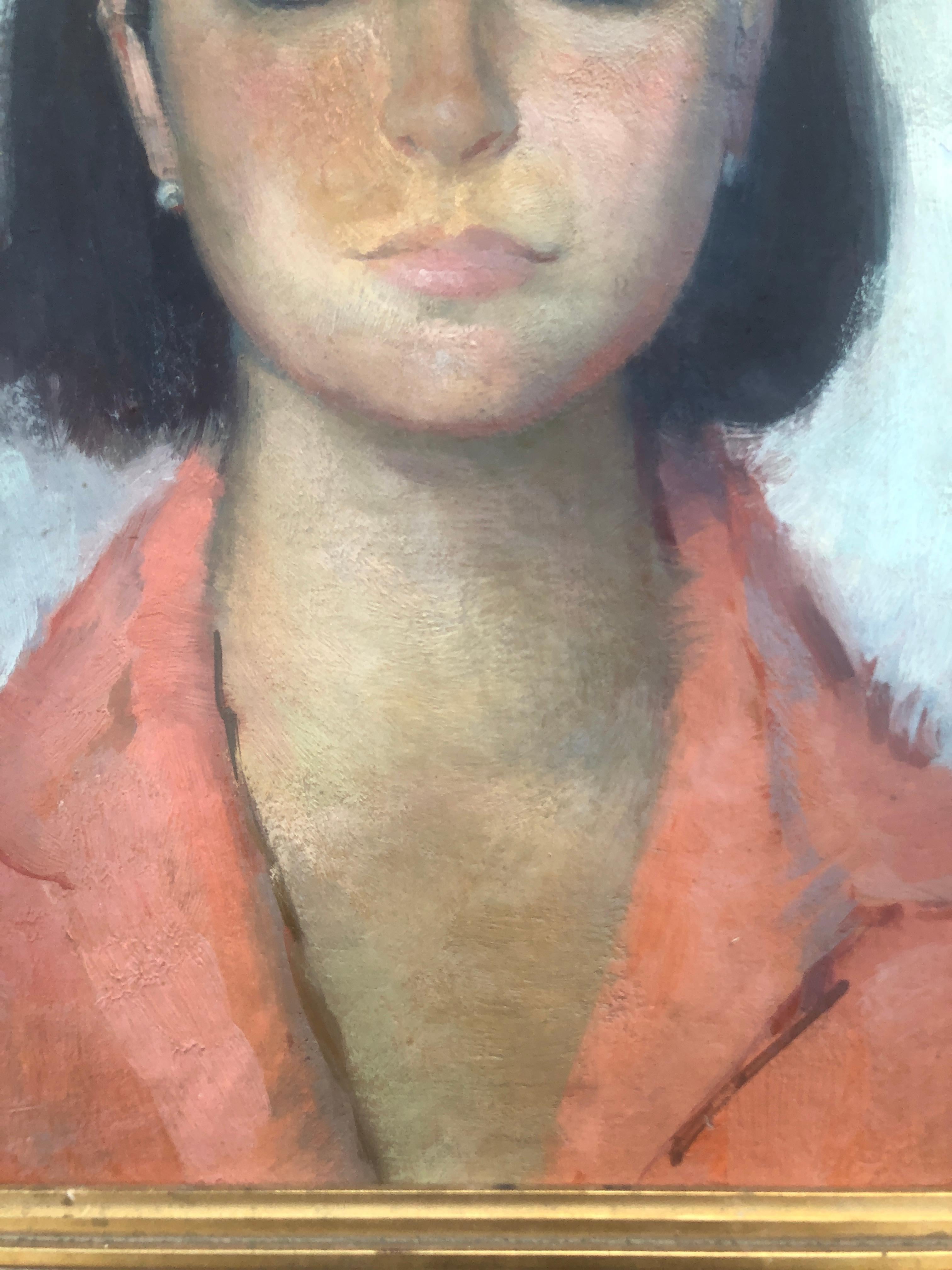 Woman portrait oil on canvas painting pitxot For Sale 3