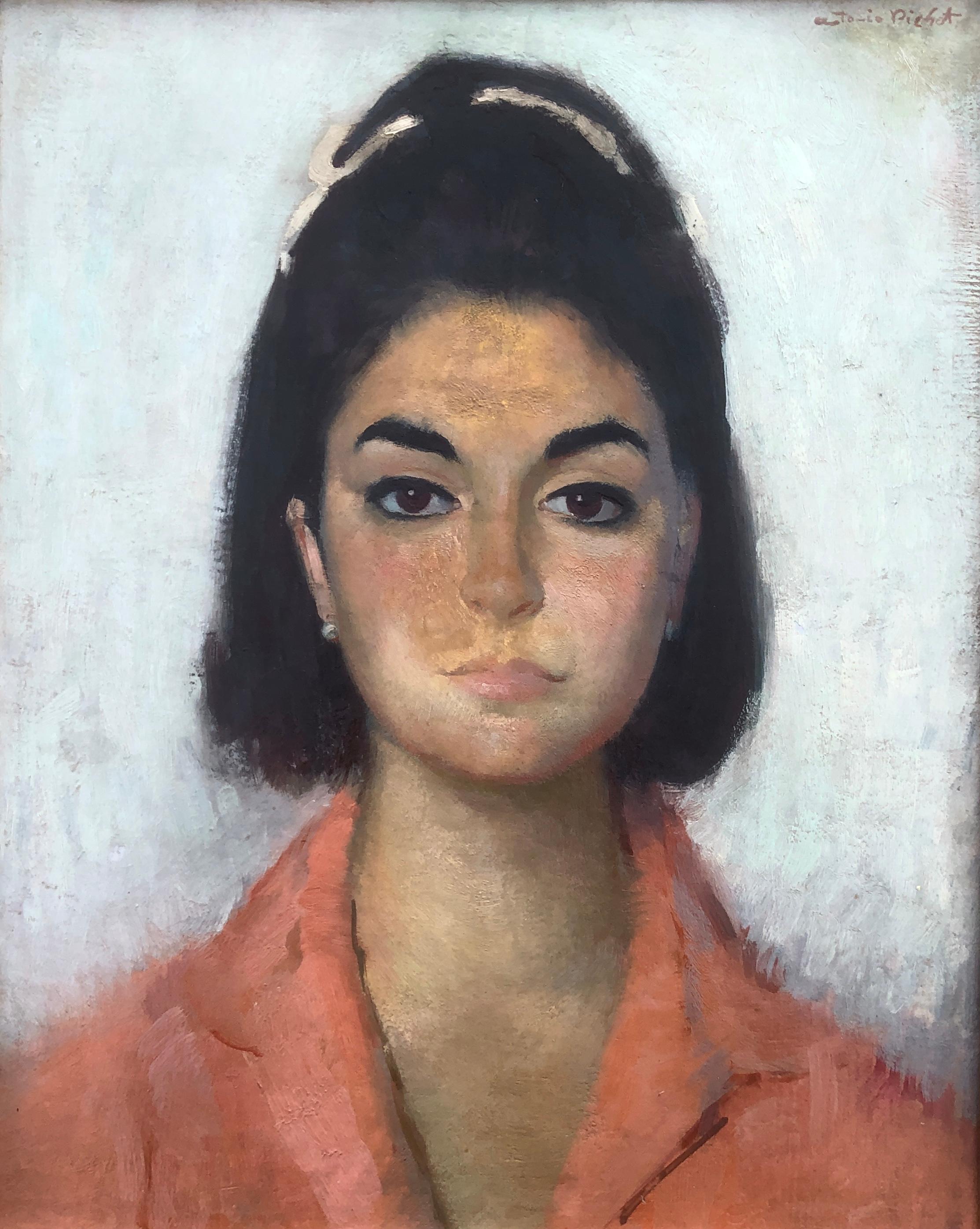 Antoni Pitxot Portrait Painting - Woman portrait oil on canvas painting pitxot