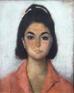 Retro Woman portrait oil on canvas painting pitxot