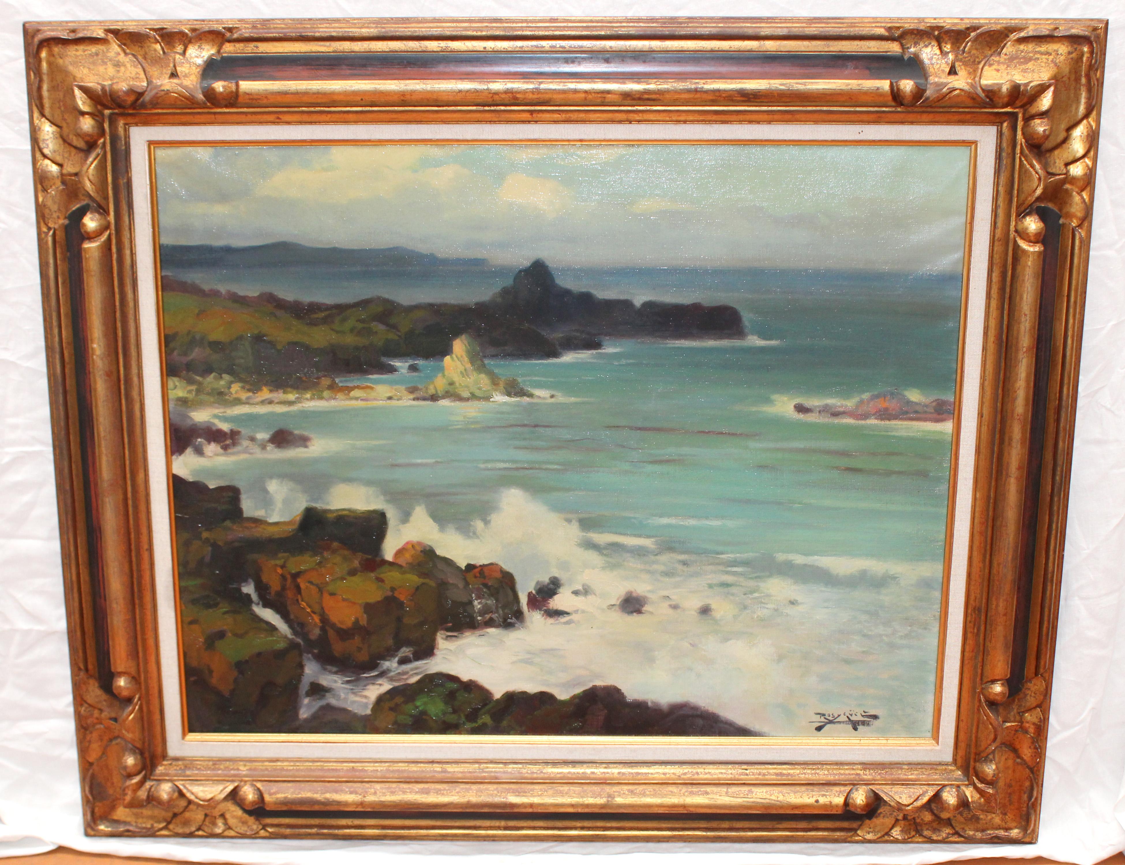 Antoni Ros i Guell Landscape Painting - Costa Brava Impressionist Oil Painting on Canvas, Framed, Circa 1930