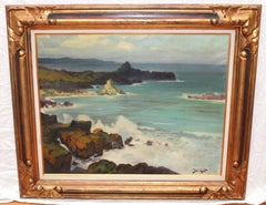 Costa Brava Impressionist Oil Painting on Canvas, Framed, Circa 1930