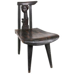 Antoni Rzasa Polish Folk Art Carved Wood Chair