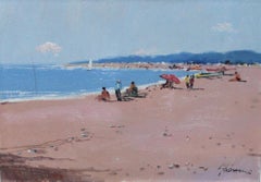 Aussicht auf den Spielplatz mit Bademänteln - Óleo sobre tela