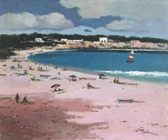Mallorcan coast Spain oil on canvas painting seascape