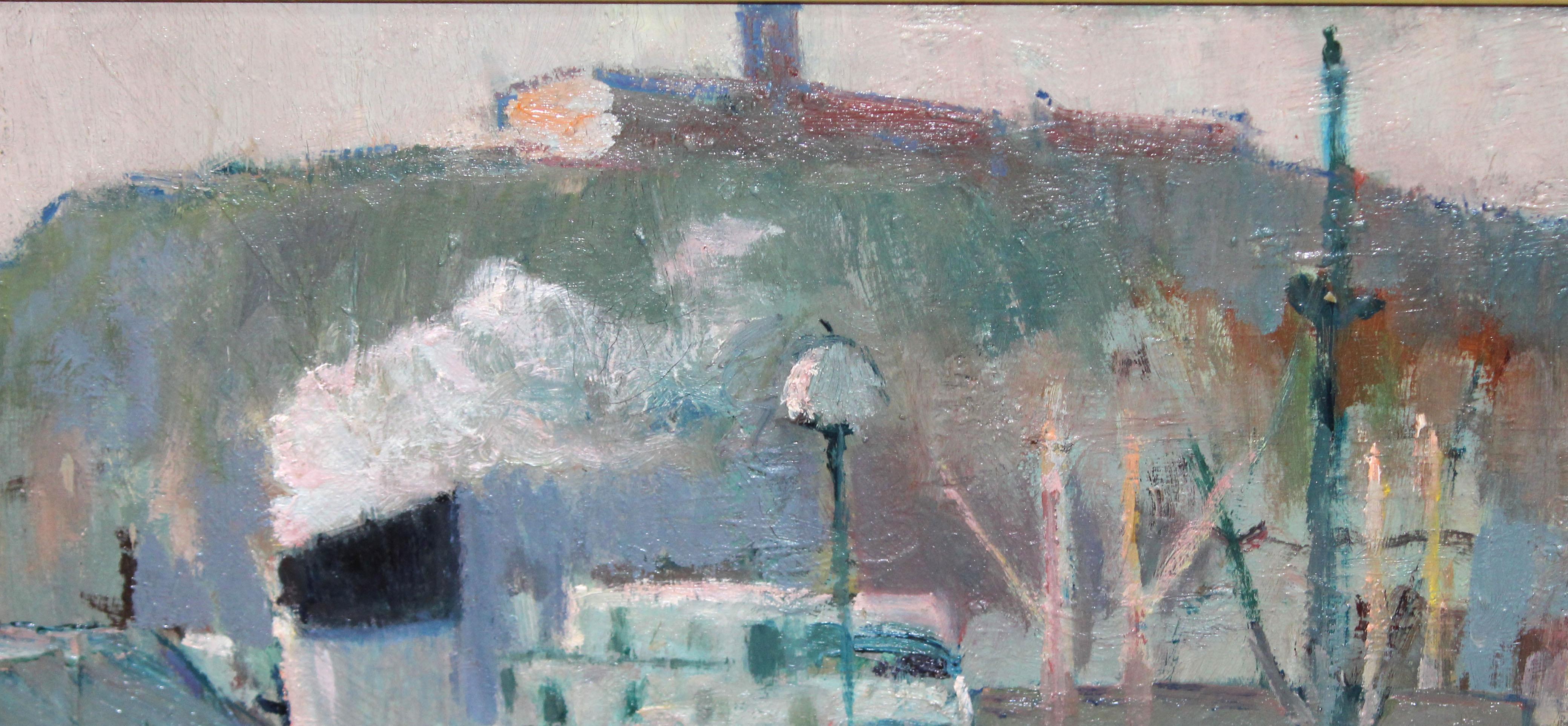 Puerto de Barcelona - Óleo sobre tela (Impressionismus), Painting, von Antoni Sala Herrero