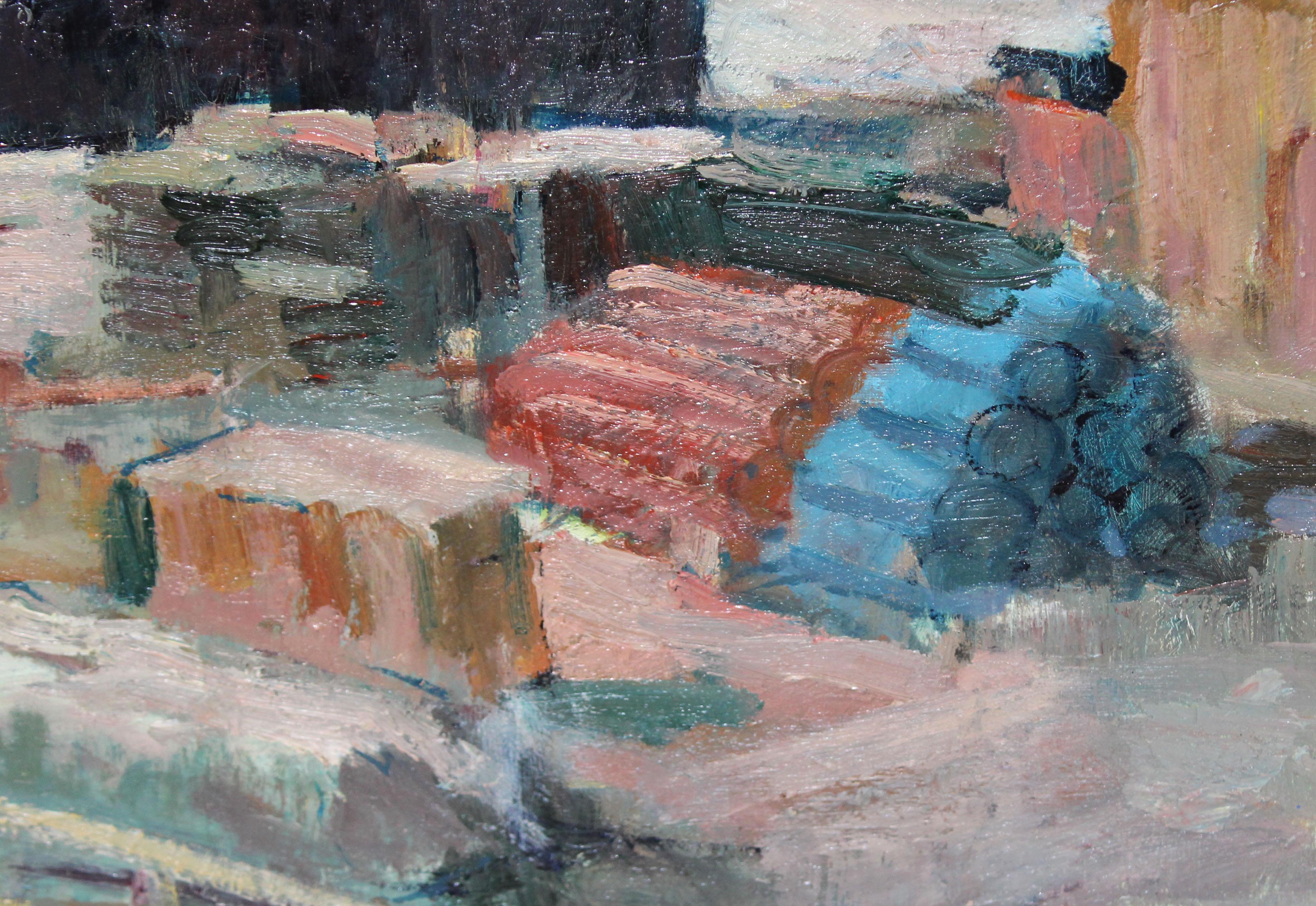 Puerto de Barcelona - Óleo sobre tela im Angebot 2