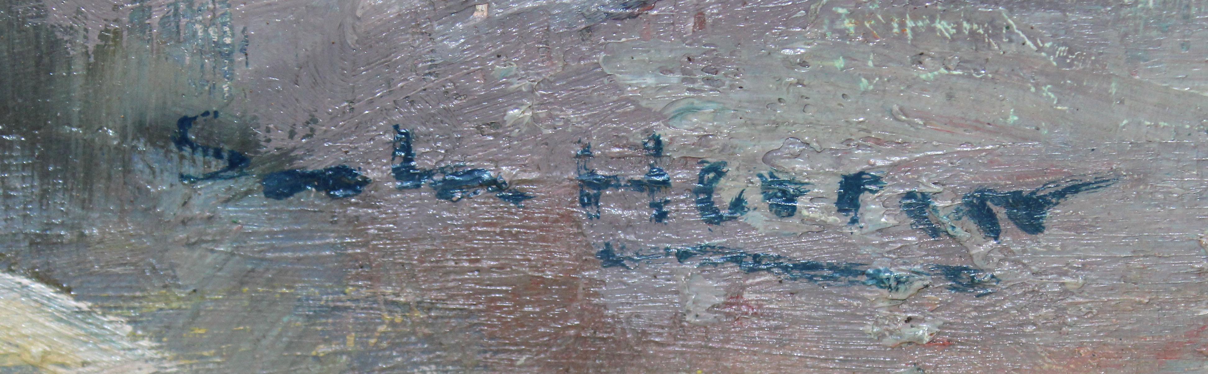 Puerto de Barcelona - Óleo sobre tela im Angebot 4