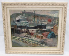 Puerto de Barcelona - Óleo sobre tela