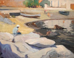 Reflejos tranquilos en la cala - Óleo sobre tela