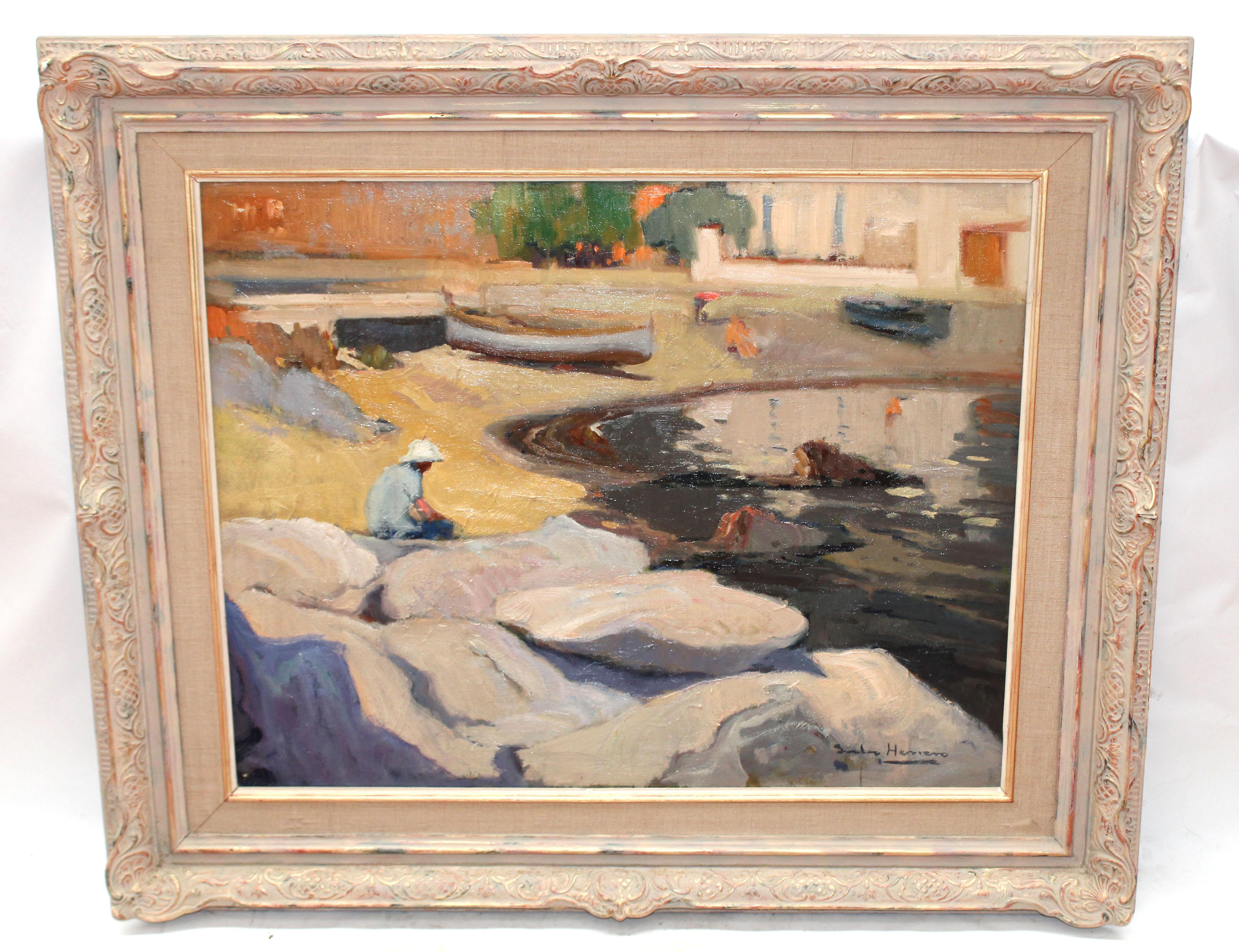 Reflejos tranquilos en la cala - Óleo sobre tela