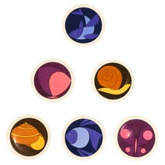 Antoni Set of Six Danish Design Bing & Grondahl Abstract Porcelain Wall Plaques