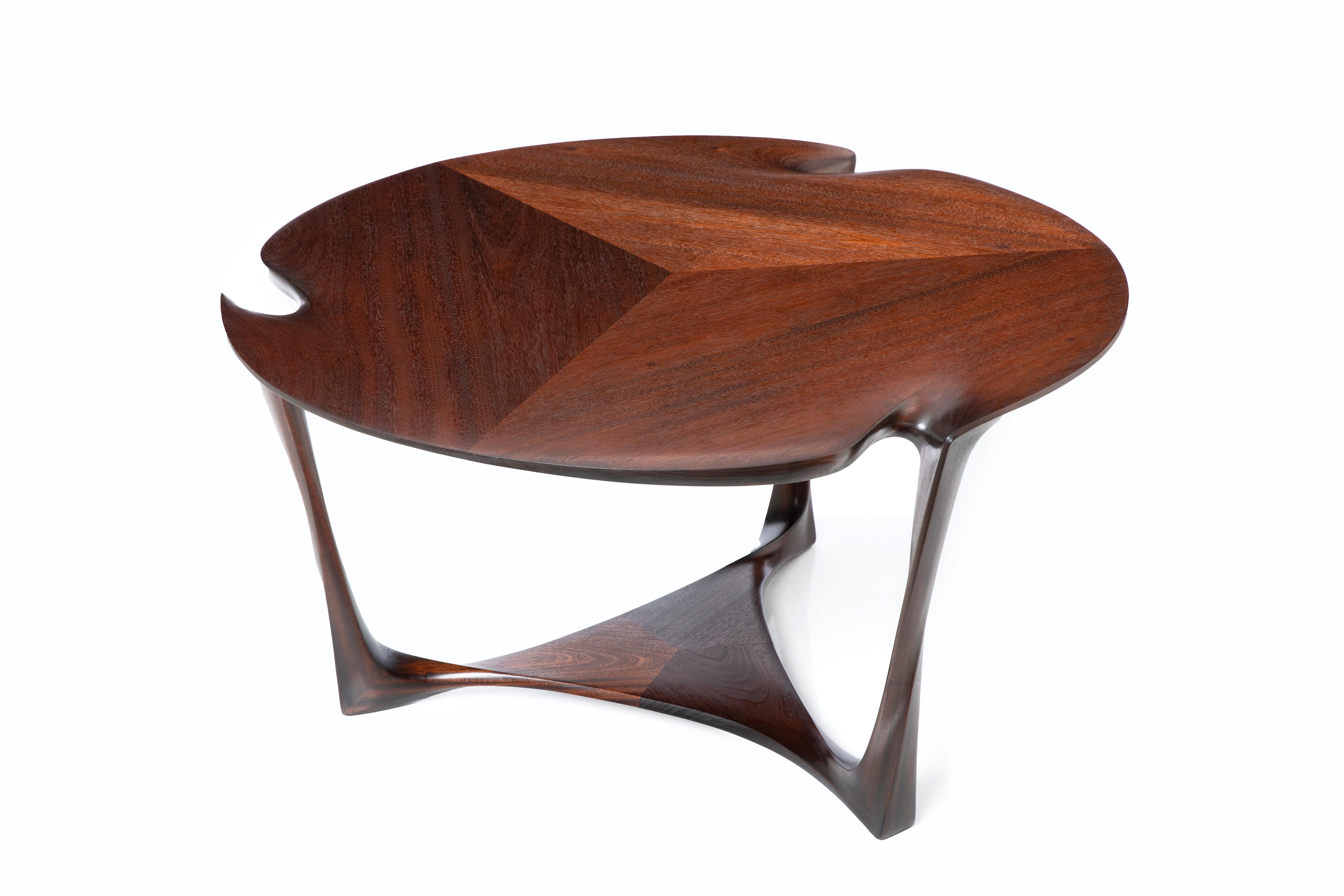American ANTONI TABLE A Modern take on Art Nouveau. Sloping legs, Carved, Collectible. For Sale