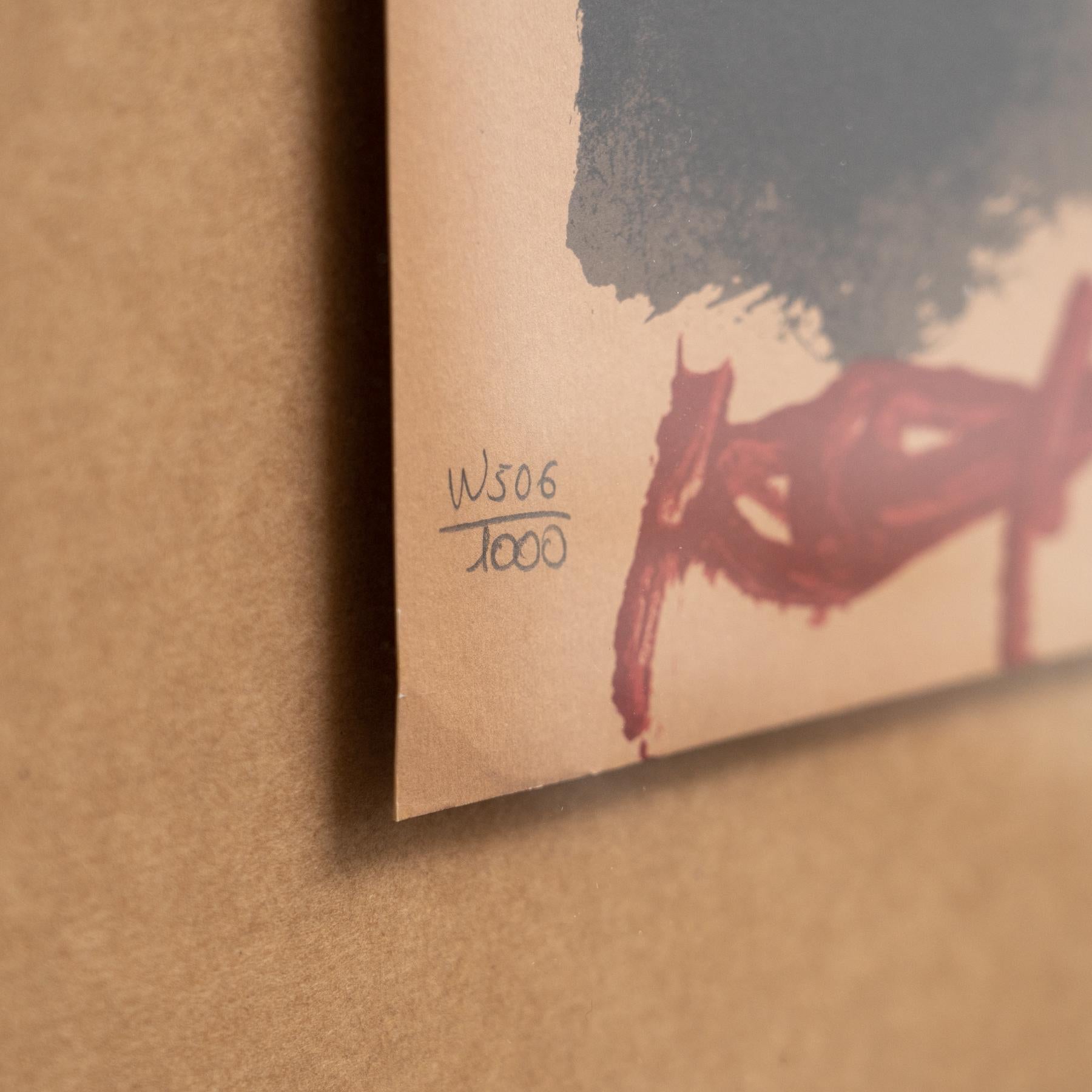 Antoni Tapies Litografía abstracta negra y roja enmarcada sobre papel, 1999 en venta 3