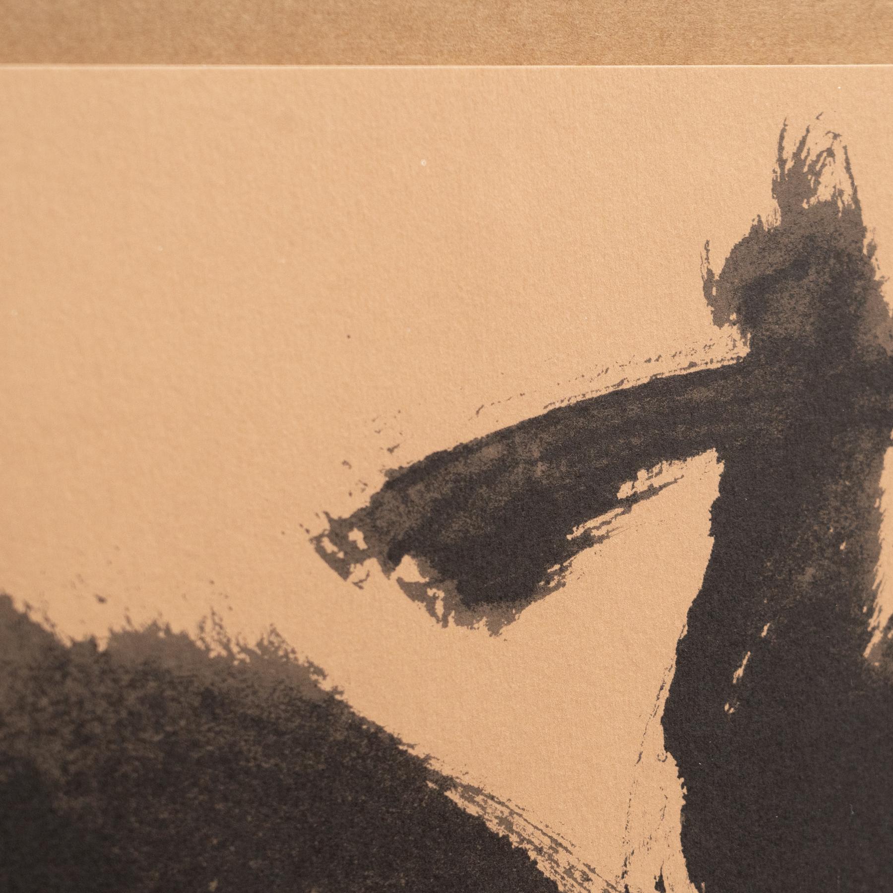 Antoni Tapies Litografía abstracta negra y roja enmarcada sobre papel, 1999 en venta 1