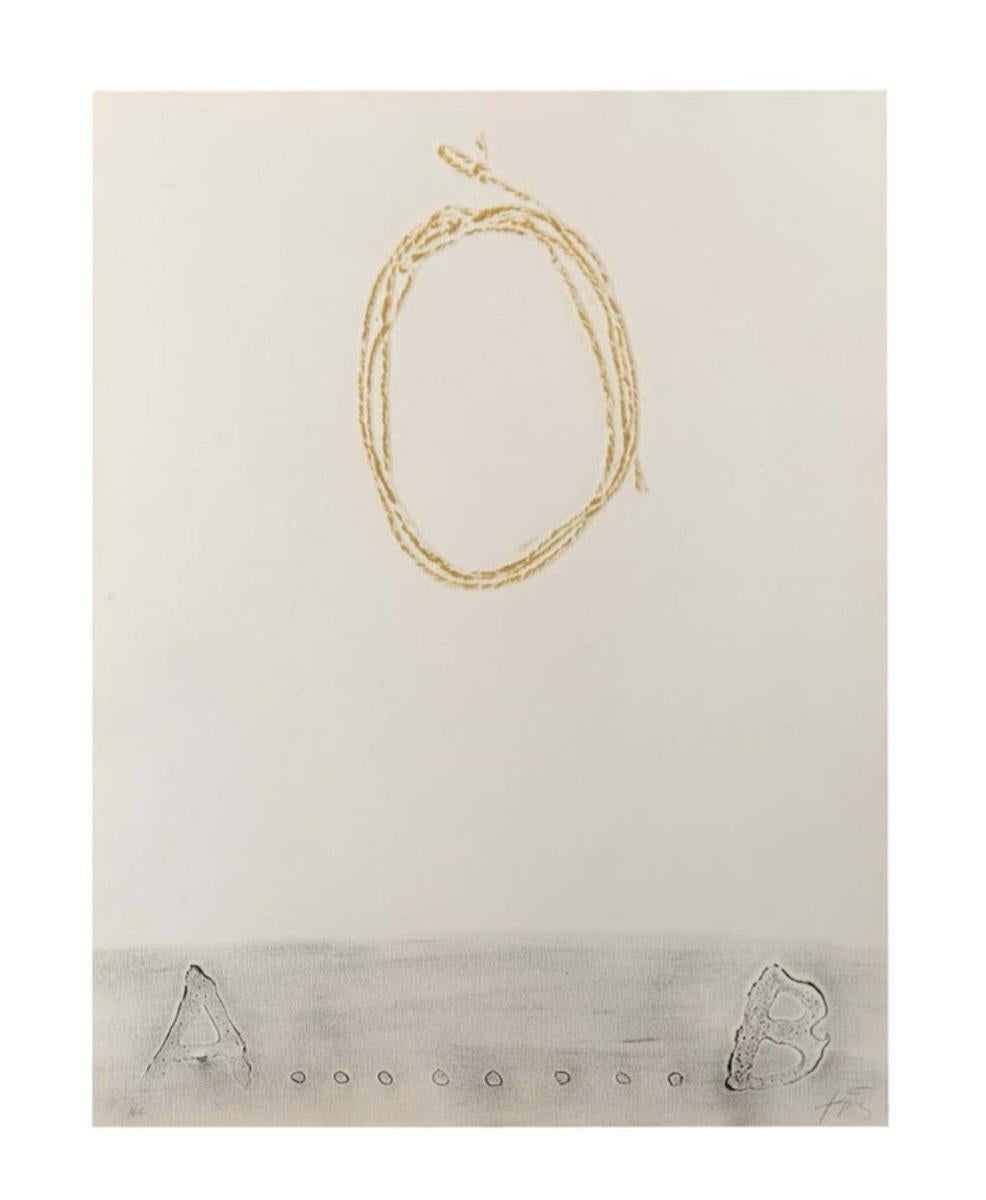 ANTONI TAPIES
Radierung und Carborundum auf Papier
Abmessungen CM 60 X 78
Exemplar H.C. (unten links)
Unterschrift unten rechts
Jahr 1971

Antoni Tàpies i Puig, Marquis de Tàpies (katalanisch: [ənˈtɔni ˈtapi.əs]; Barcelona, 13. Dezember 1923 -