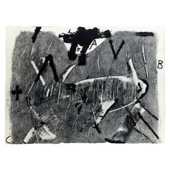 Antoni Tàpies Etching, Lletres i Gris, 1976