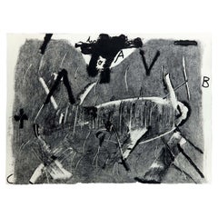 Antoni Tàpies Etching, Lletres I Gris, 1976