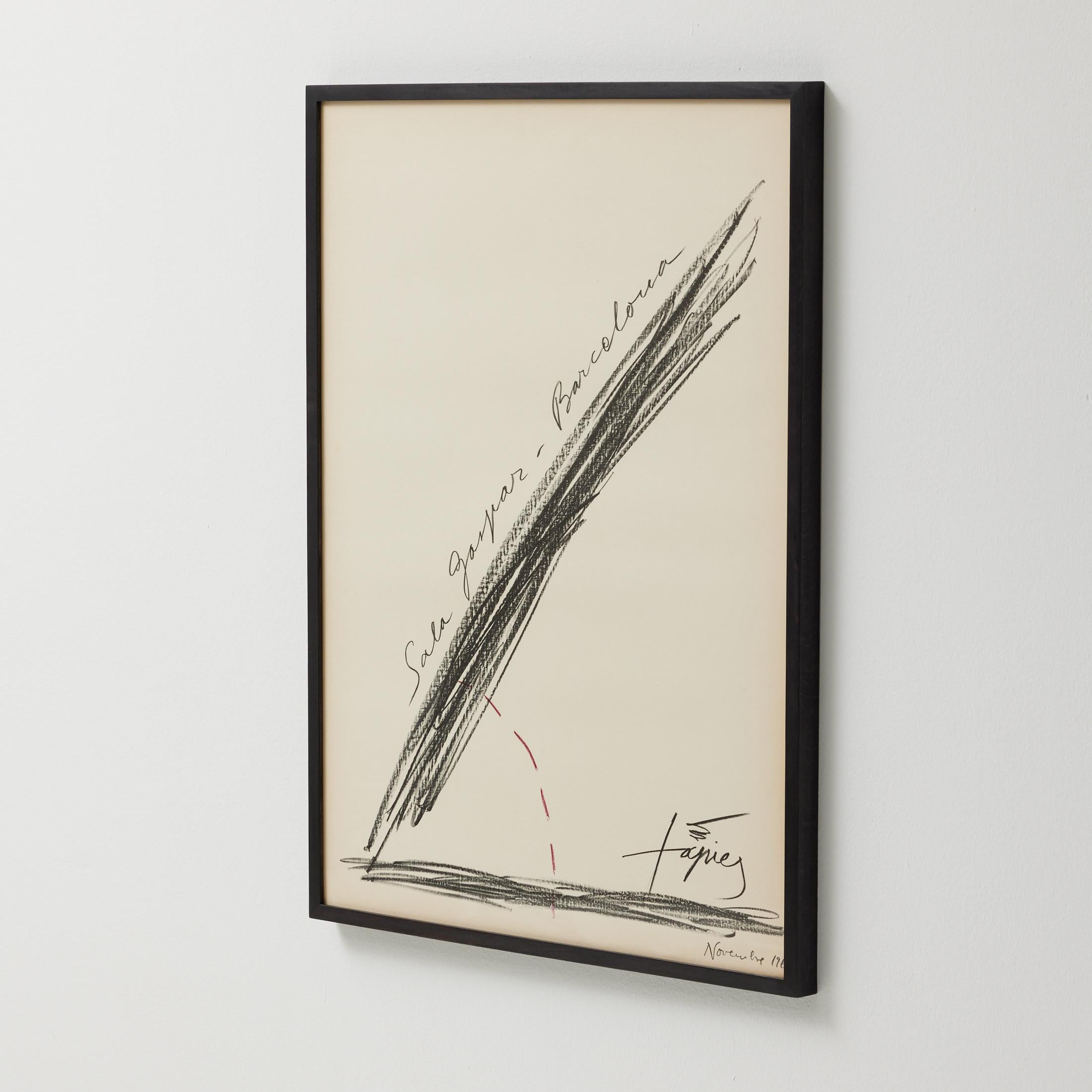 Antoni Tàpies Litografía de arte abstracto enmarcada, Exibición, 1969 en venta 3