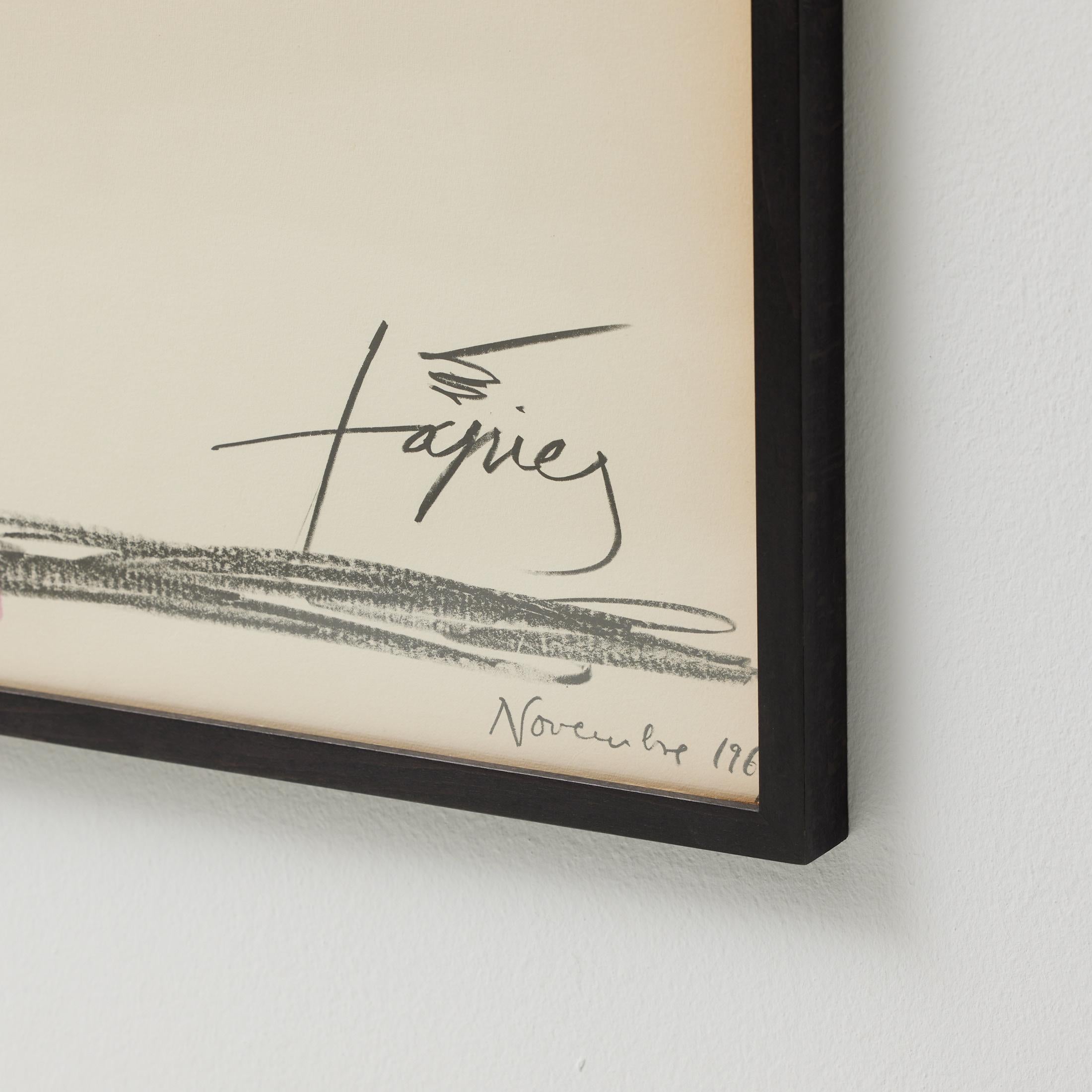 Antoni Tàpies Litografía de arte abstracto enmarcada, Exibición, 1969 en venta 4