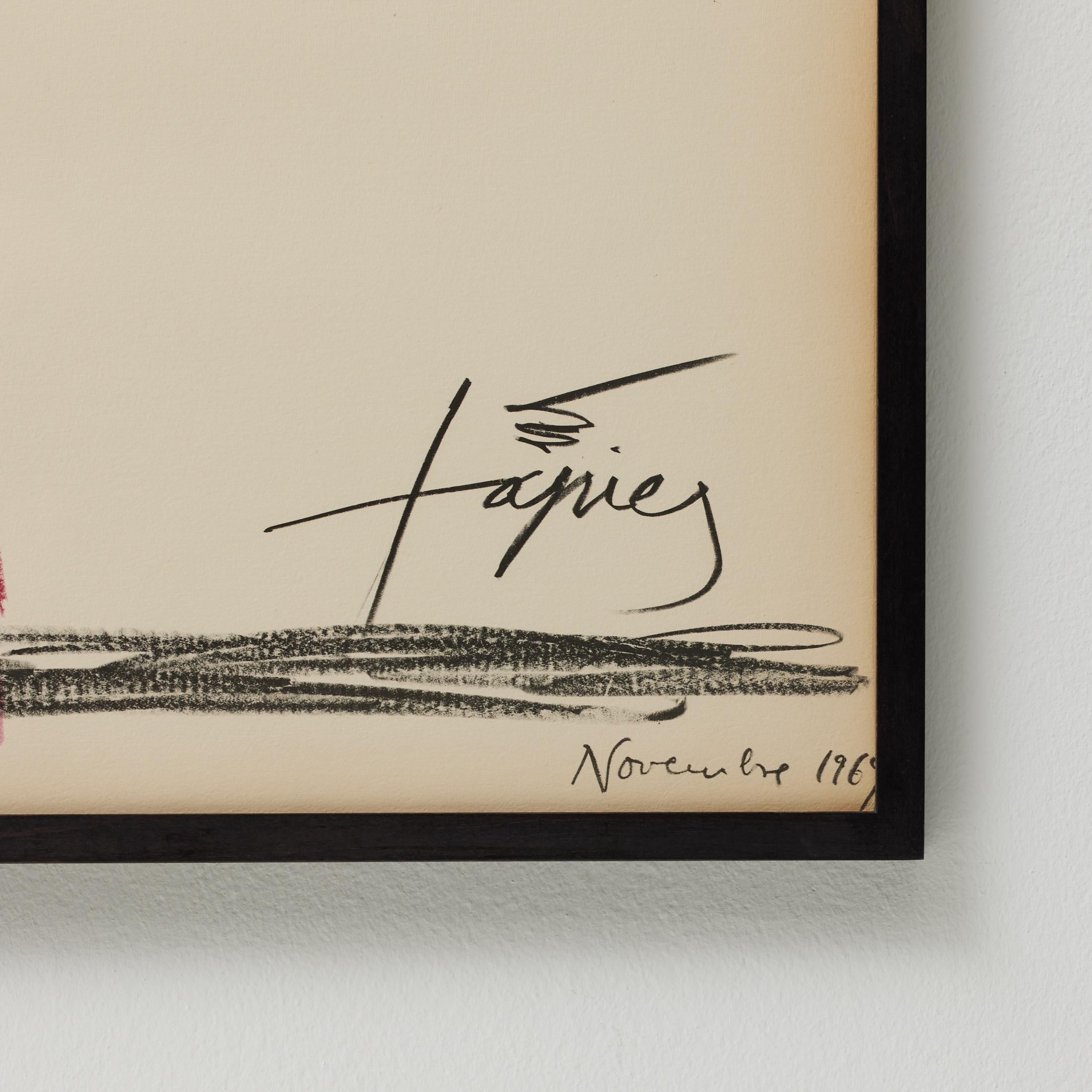 Antoni Tàpies Litografía de arte abstracto enmarcada, Exibición, 1969 Moderno de mediados de siglo en venta