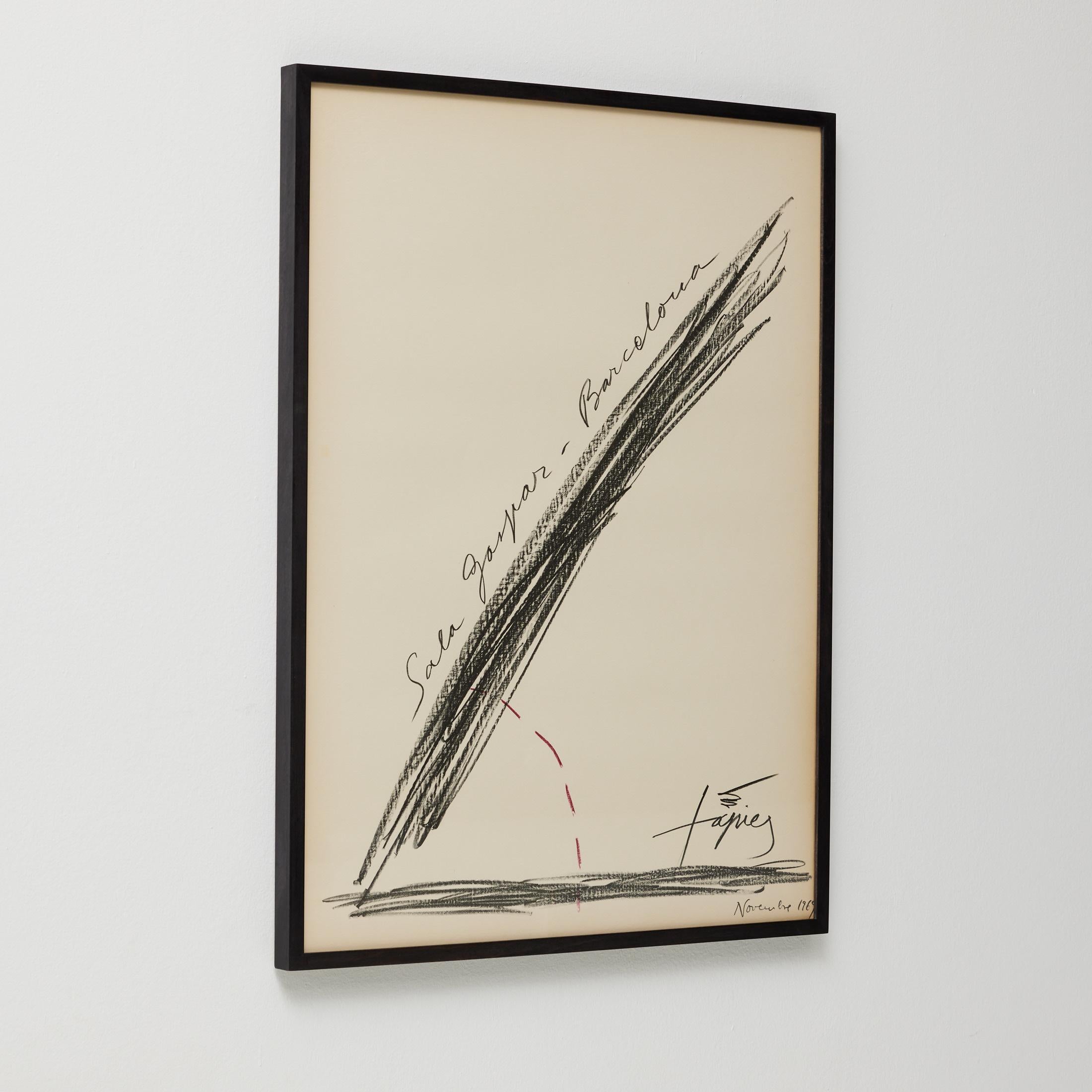 Antoni Tàpies Litografía de arte abstracto enmarcada, Exibición, 1969 en Bueno estado para la venta en Barcelona, Barcelona