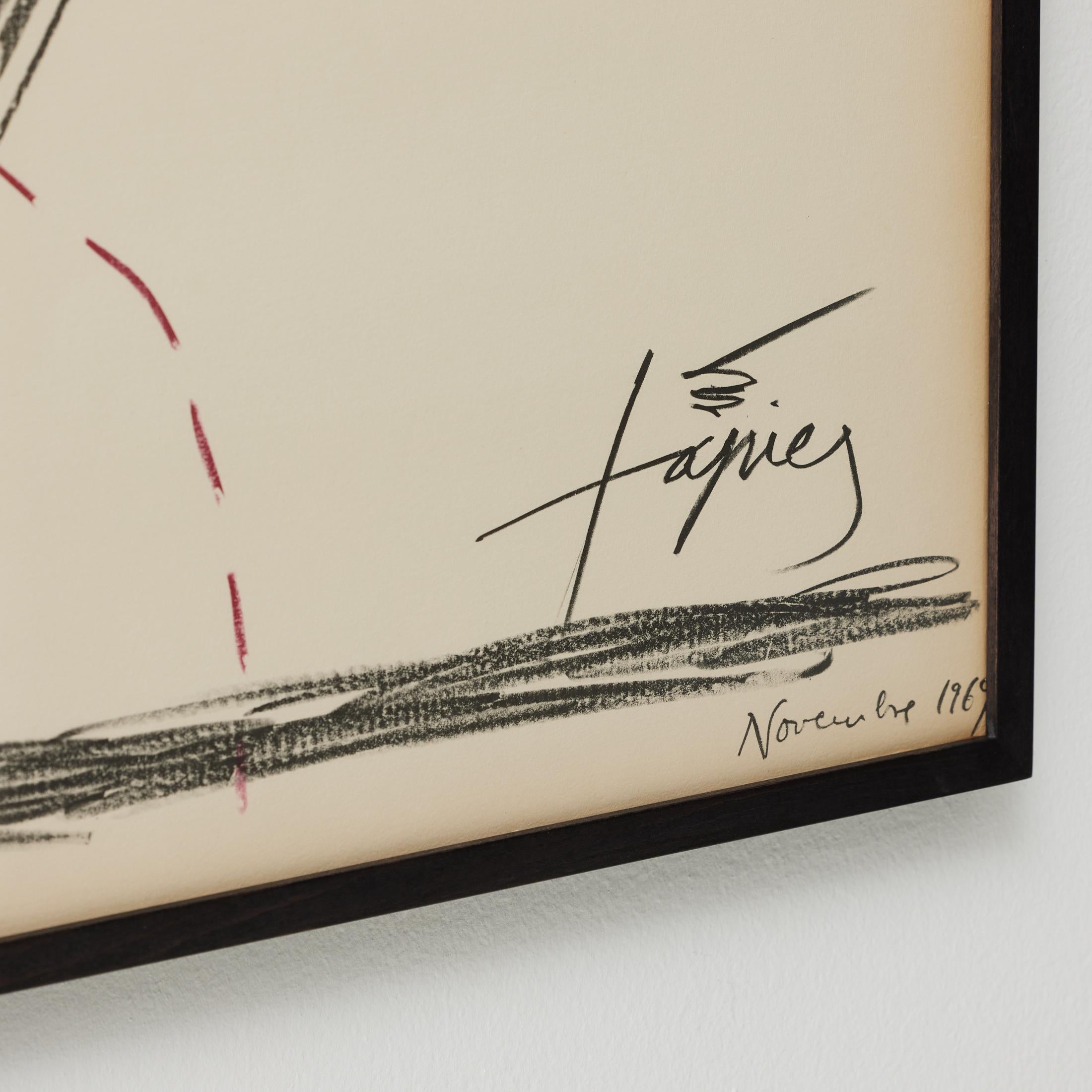 Antoni Tàpies Litografía de arte abstracto enmarcada, Exibición, 1969 en venta 1