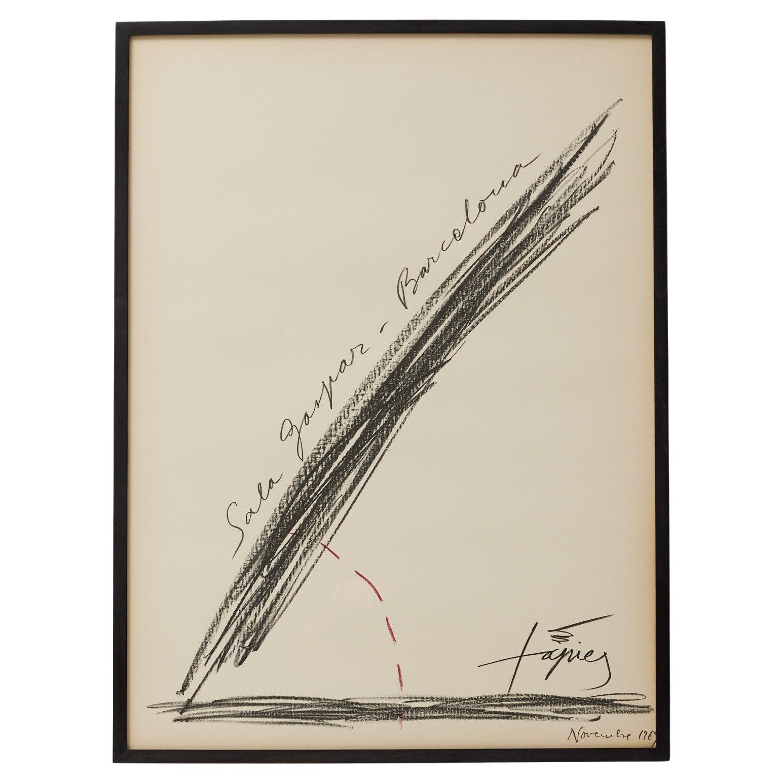 Antoni Tàpies Litografía de arte abstracto enmarcada, Exibición, 1969 en venta