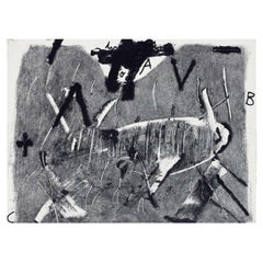 Antoni Tàpies "Lletres i Gris" Schwarzweiß-Radierung, 1976