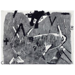 Antoni Tàpies "Lletres i Gris" Black and White Etching, 1976