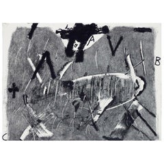 Antoni Tàpies "Lletres i Gris" Aguafuerte en blanco y negro, 1976