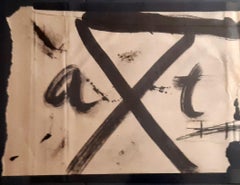No title - Ink, collage, waxes on paper by Antoni Tàpies, 1960's