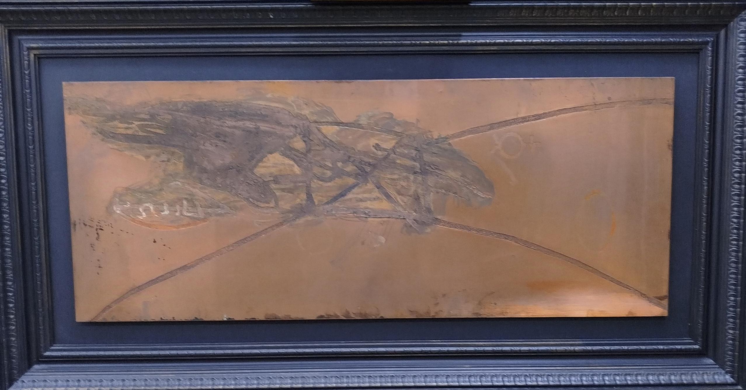 ANTONI TAPIES - ORIGINAL COPPER AND CARBURUNDUM PLATE - Abstract Painting by Antoni Tàpies