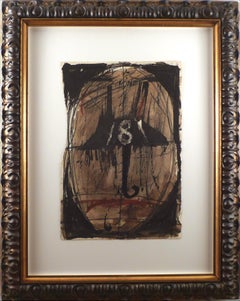 "Paraguas", 20e siècle Peinture et crayon sur papier d'Antoni Tàpies