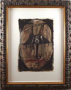 Vintage "Paraguas", 20th Century Paint and Pencil on Paper by Antoni Tàpies