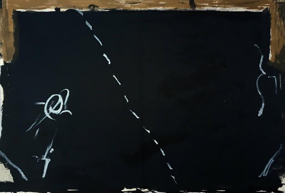 Antoni Tàpies Lithographie c. 1967 de Derrière le miroir : 

Lithographie en couleurs ; 15 x 22 pouces. 
Très bon état général ; contient la ligne de pliage centrale telle qu'elle a été publiée à l'origine ; bien conservé. 

Non signé d'une édition