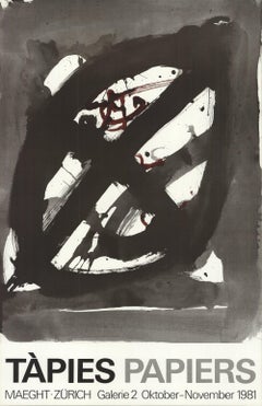 1981 After Antoni Tapies 'Papiers' Expressionism Gray France Offset Lithograph