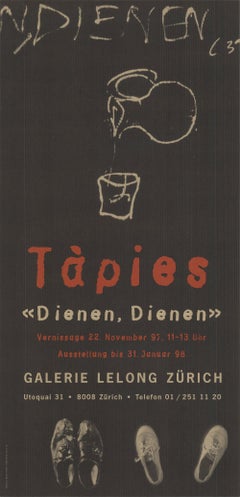 1997 After Antoni Tapies 'Dienen, Dienen' Expressionism Black France Lithograph