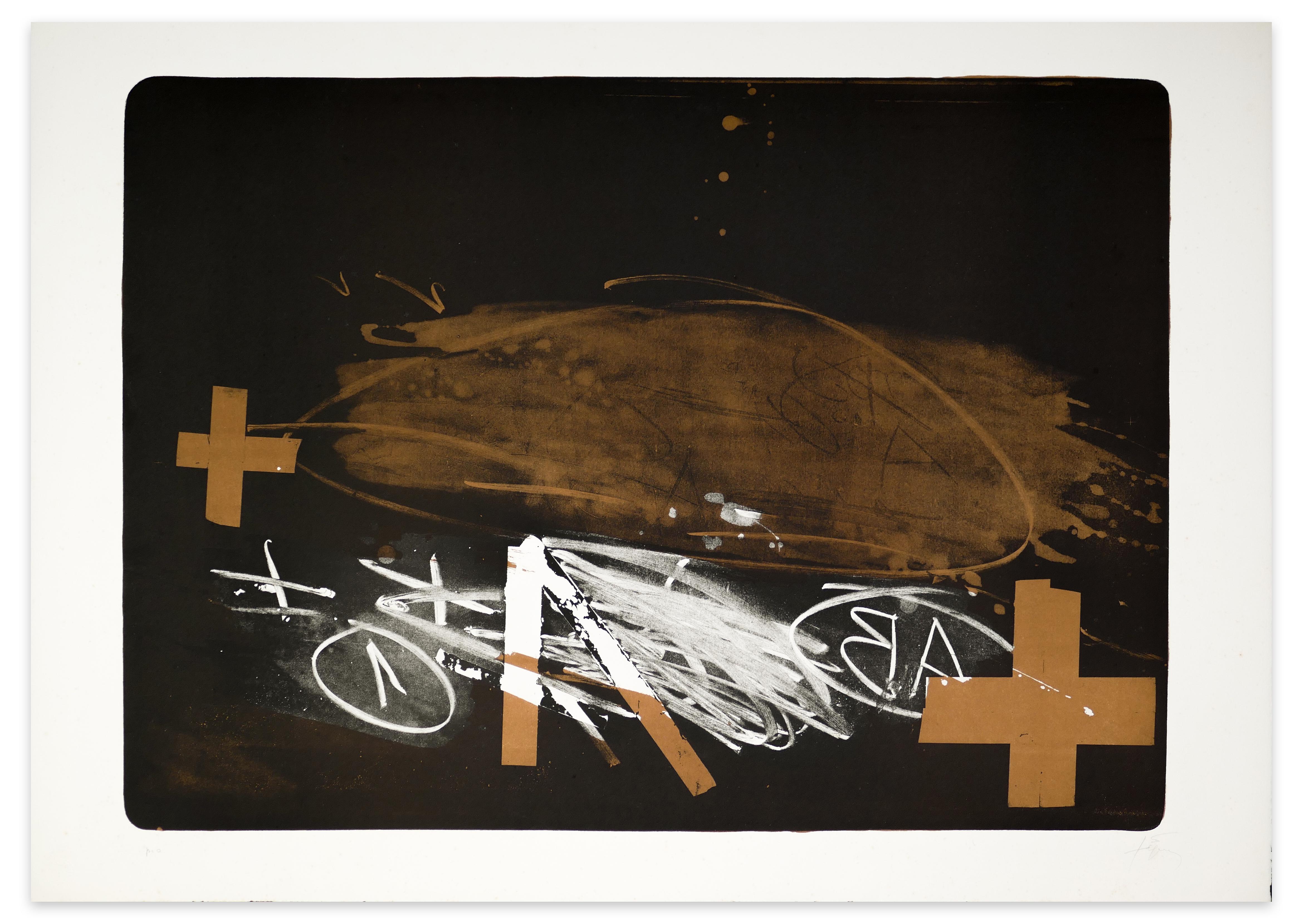 Antoni Tàpies Abstract Print - A Effacé - Original Lithograph by Antoni Tapies - 1976