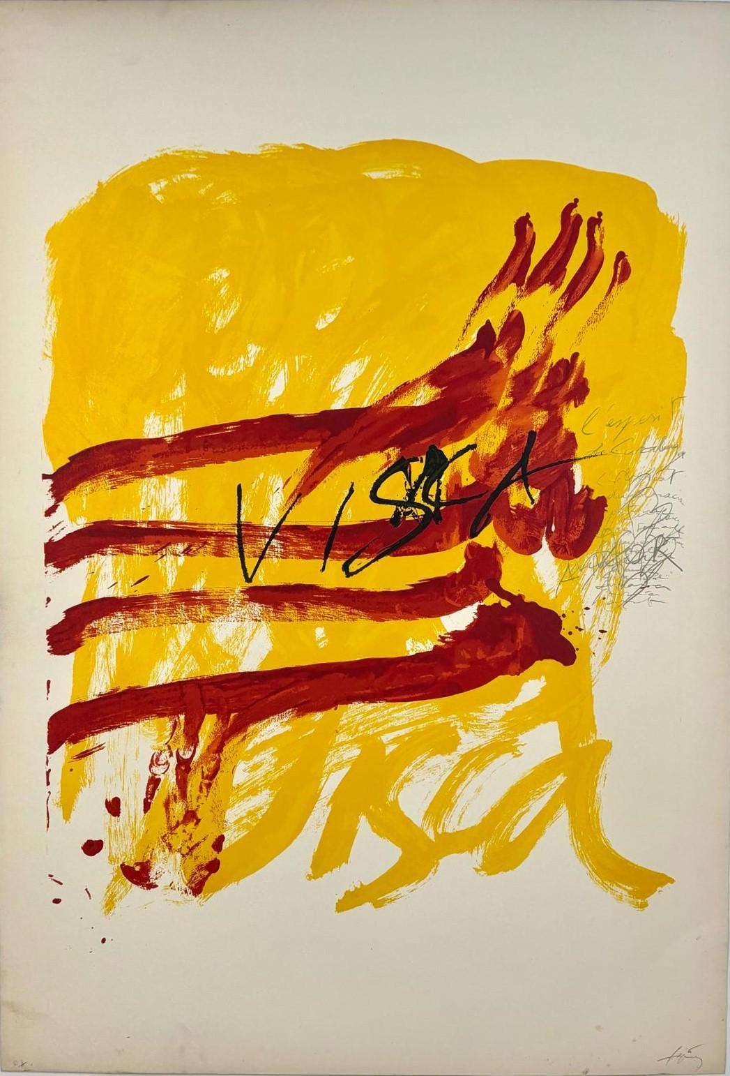 Abstract Print di Antoni Tàpies - "ALS MESTRES DE CATALUNYA",  1974.