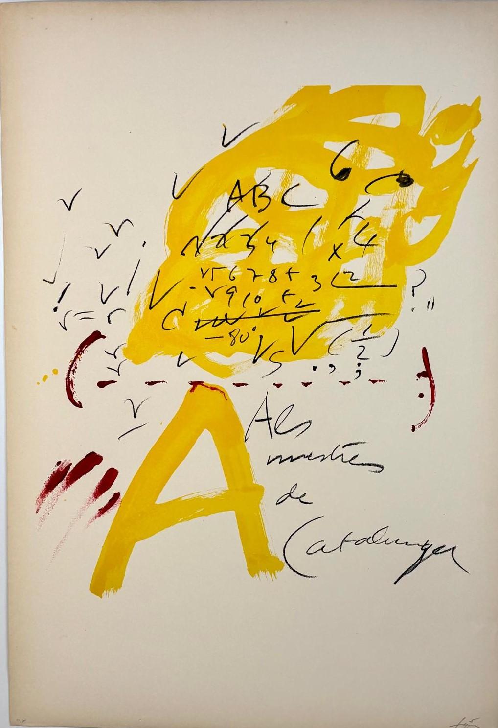 Abstract Print de Antoni Tàpies - "ALS MESTRES DE CATALUNYA",  1974.