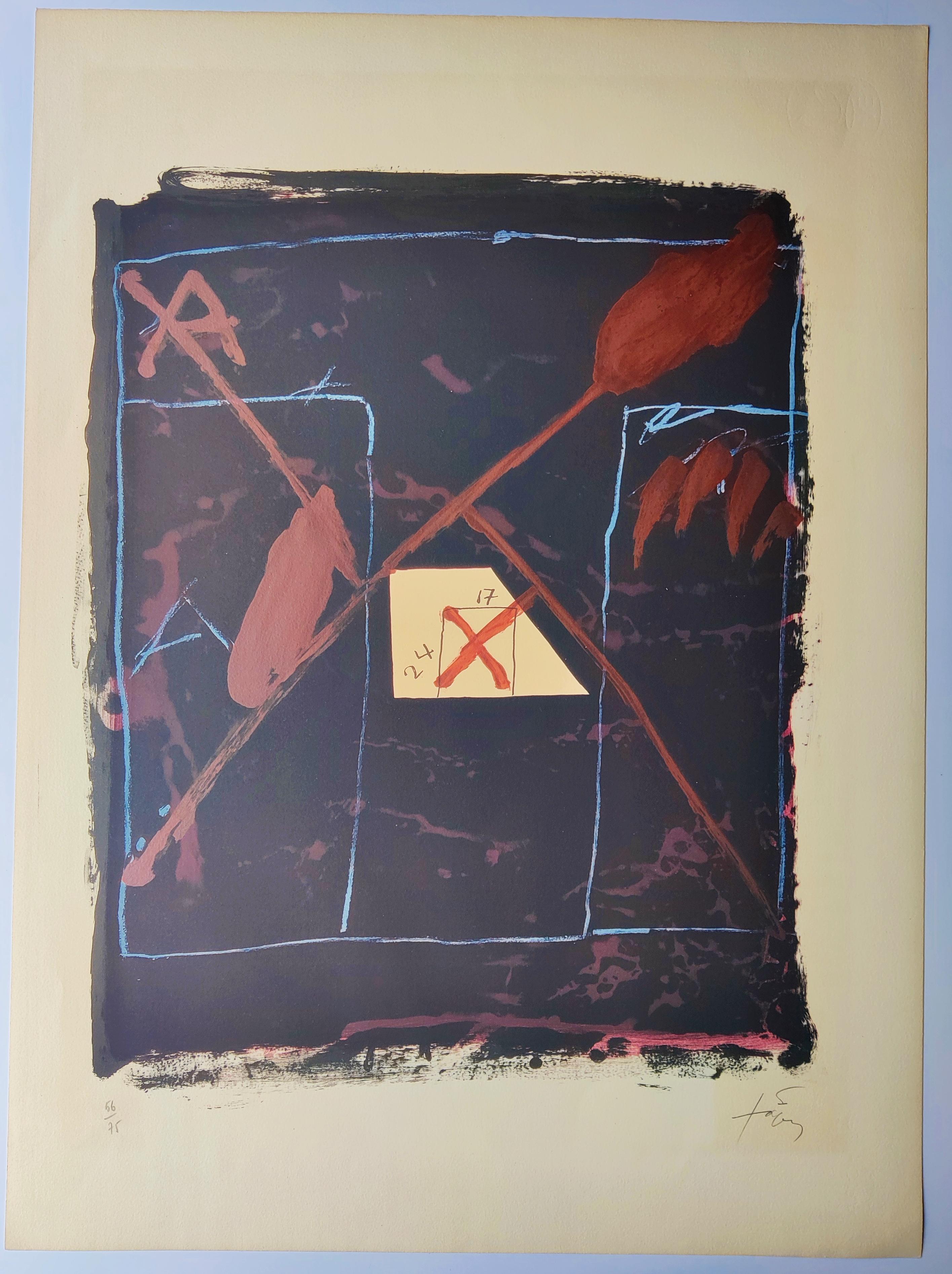 Antoni TAPIES 
24 sur 17, 1976
Lithographie 
Edition 56/75 en bas à gauche
Signé en bas à droite
Feuille 76 X 55,5 cm
Littérature : Galfetti 624