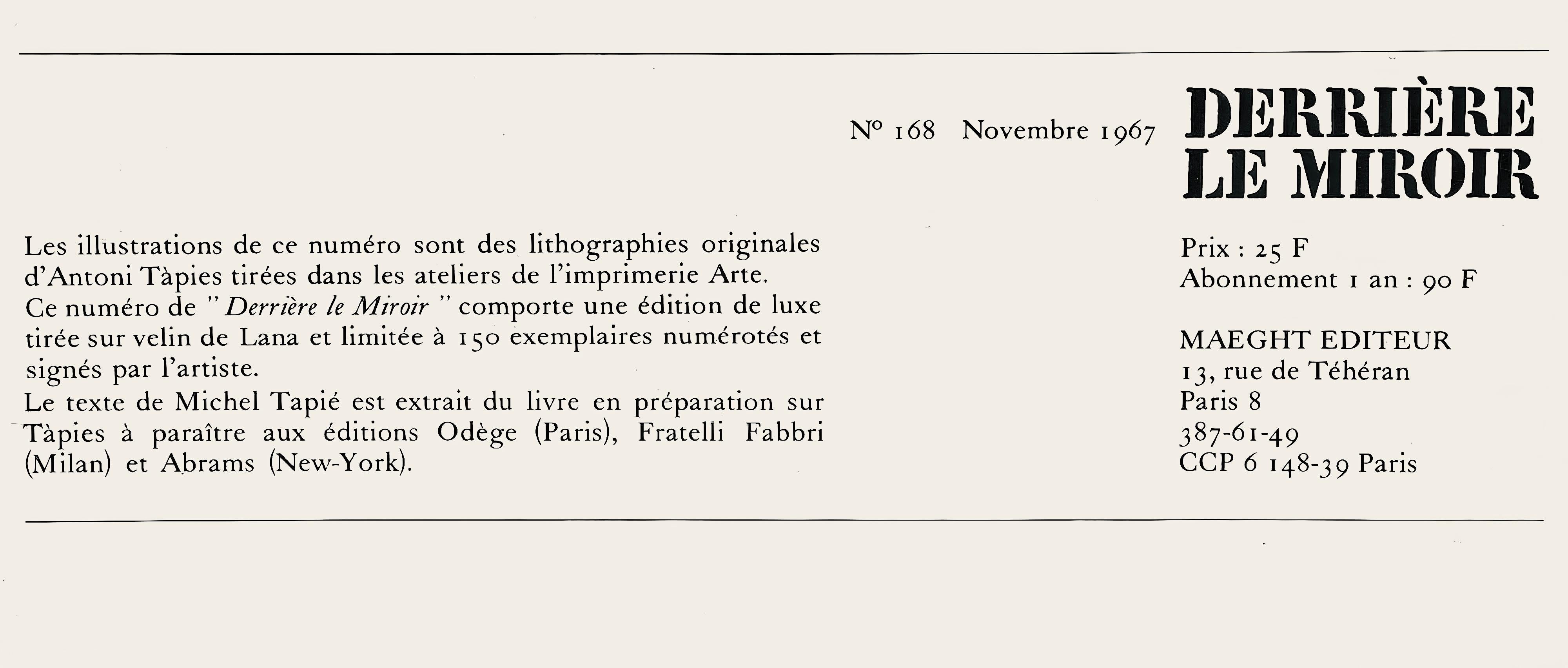 Antoni Tapies, Composition (Galfetti 83-86), Derrière le miroir For Sale 1