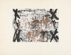 Vintage 20th Century abstract Antoni Tapies, "Les Quatre Croix", Color Etching 