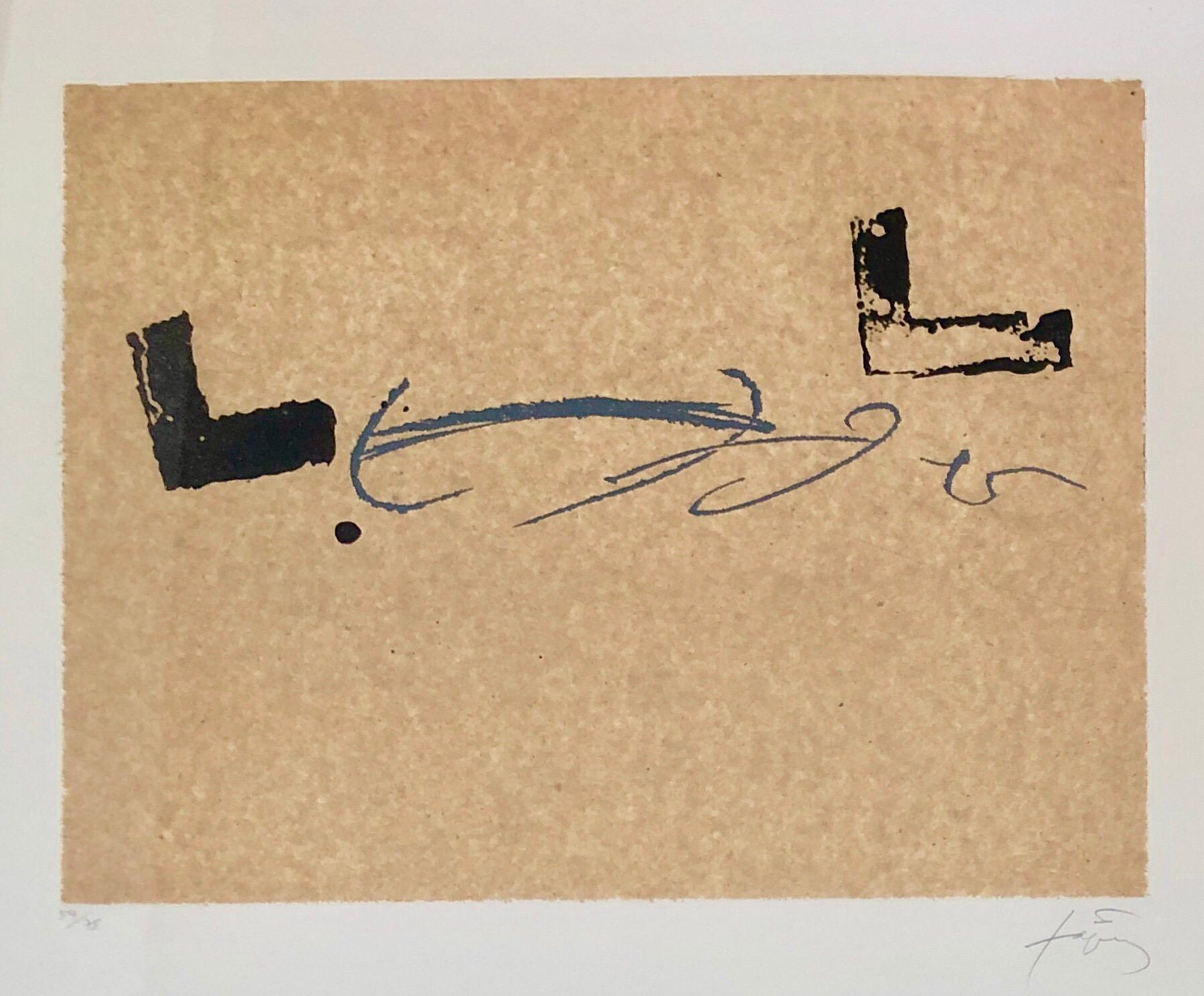 Antoni Tapies Post Modern Abstract Expressionist Aquatint  - Print by Antoni Tàpies