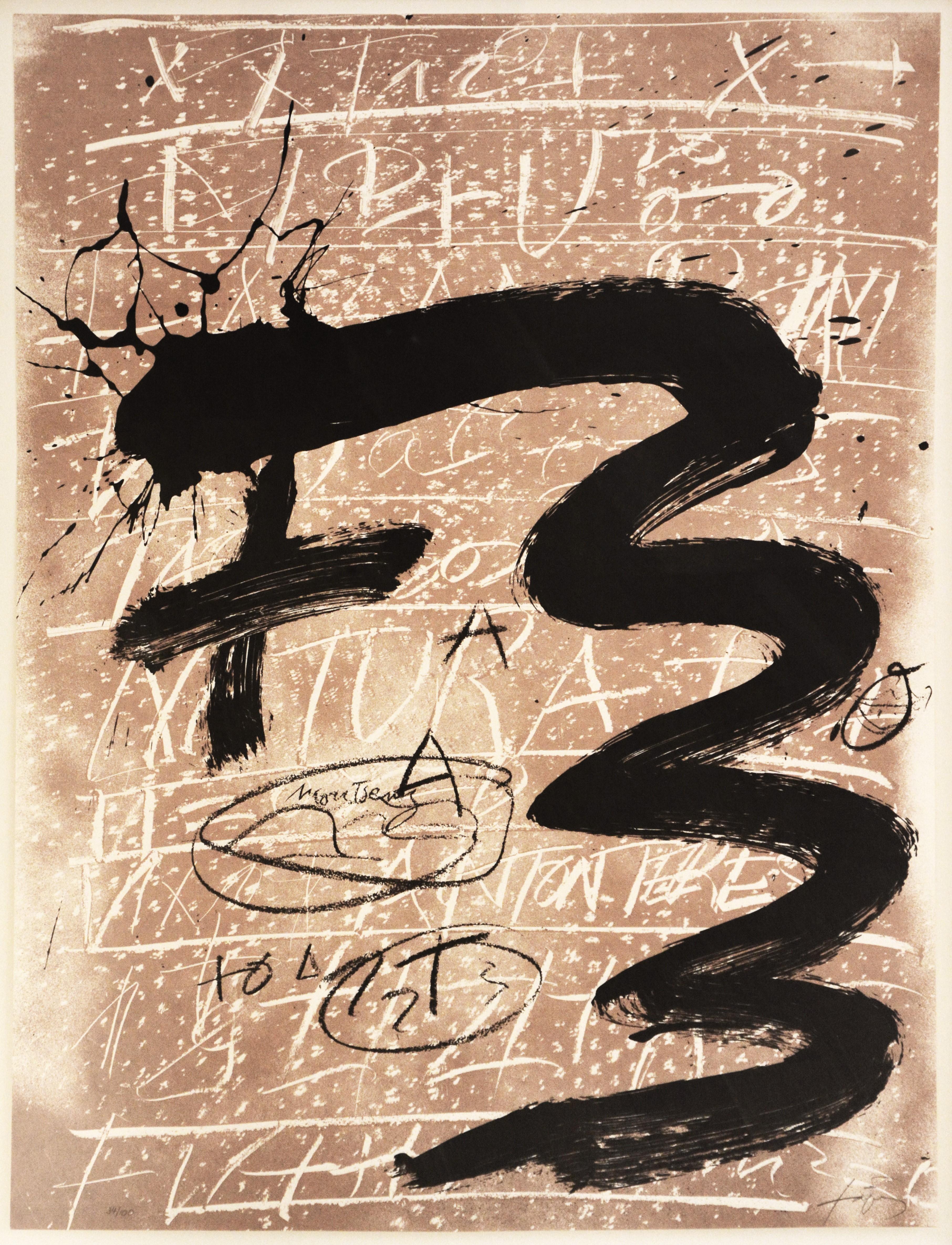 Antoni Tàpies Abstract Print - Antoni Tapies, Untitled, screenprint, signed, 1992